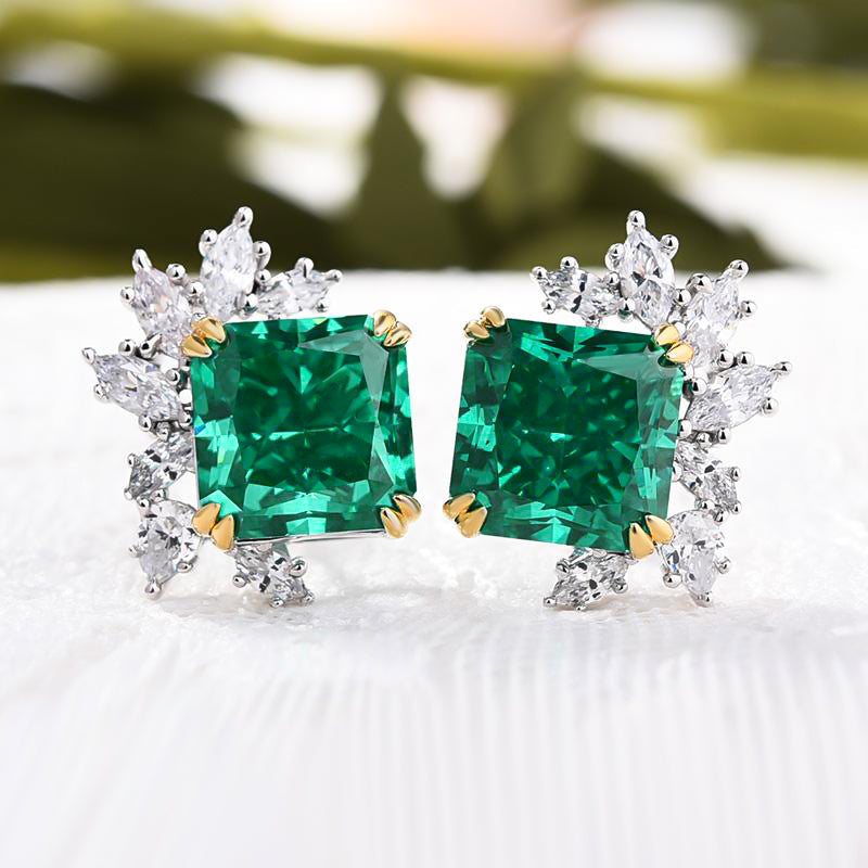 Maribel Radiant Cut Halo Drop Dangle Earrings | 4.5 Carat | Cubic Zirc –  Beloved Sparkles